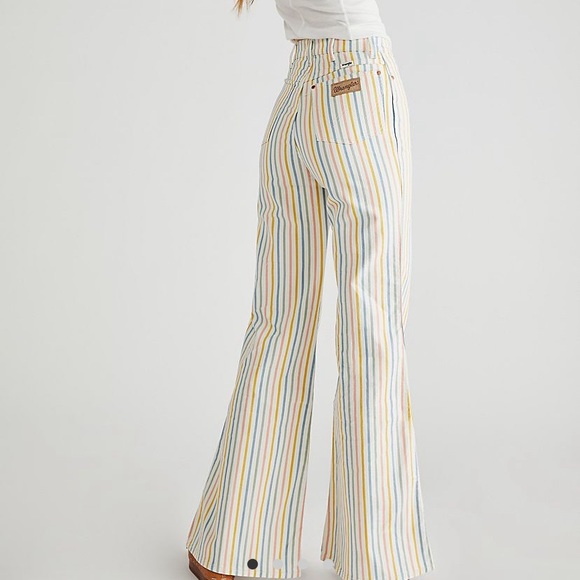Wrangler Denim - Wrangler Free People Wanderer Striped Flares Pink Yellow 29
